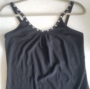 💥4/$18 Black tank with beaded straps